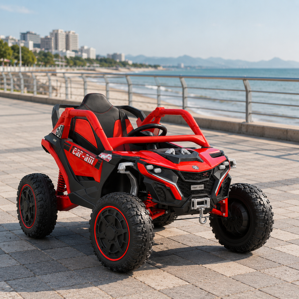 Детский электромобиль Джип Багги Bambi M 6256EBLR-3 красный, 4 мотора по 45W, EVA, кожа, MP3, USB, Bluetooth, TF mp-329569 фото