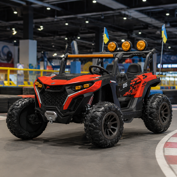 Джип M 6019EBLR-3 2, 4G на радиоуправлении, 2*12V12AH, 4*45W, MP3, USB, TF, BLUETOOTH, EVA, APP, шкіра, музыка, свет, червоний mp-304787 фото