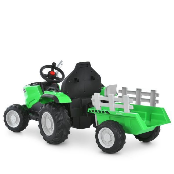 Дитячий електромобіль трактор Ford-New Holland M 6261EBLR-5 з причепом і пультом, 2 мотори по 35W, EVA, екошкіра, MP3, Bluetooth, зелений mp-327954 фото