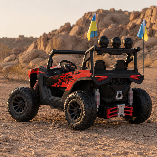 Джип M 6019EBLR-3 2, 4G на радиоуправлении, 2*12V12AH, 4*45W, MP3, USB, TF, BLUETOOTH, EVA, APP, шкіра, музыка, свет, червоний mp-304787 фото