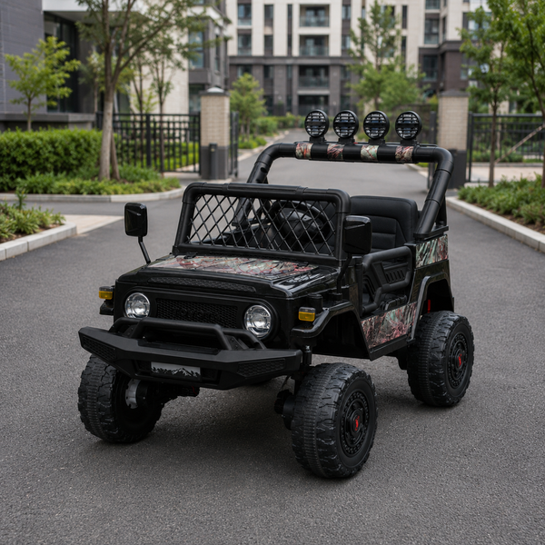 Детский электромобиль Джип Toyota FJ Cruiser 2566AEBLR-18 двухместный, 4 мотора по 35W, EVA, кожа, MP3, USB, Bluetooth, камуфляжно-коричневый mp-317641 фото