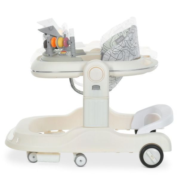 Ходунки ME 1200 URSA White 2в1 муз., пушер, колеса 6шт, свет, на батарейках, в кор, білий mp-330635 фото
