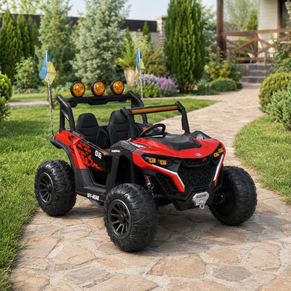 Джип M 6019EBLR-3 2, 4G на радиоуправлении, 2*12V12AH, 4*45W, MP3, USB, TF, BLUETOOTH, EVA, APP, шкіра, музыка, свет, червоний mp-304787 фото