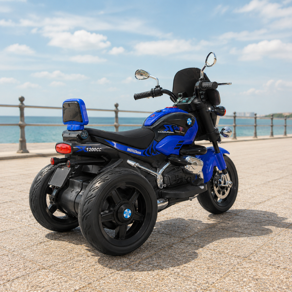 Детский мотоцикл BMW R 1200 C M 6263EL-4, 2 мотора по 25W, EVA, кожа, Bluetooth, синий mp-330729 фото