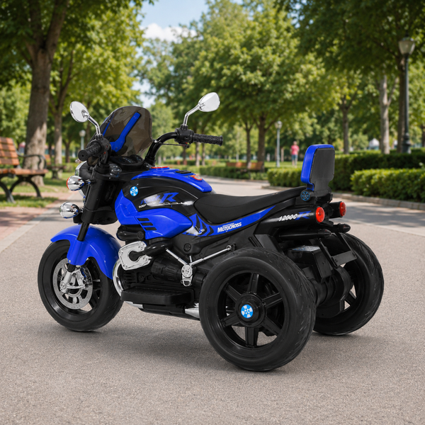 Детский мотоцикл BMW R 1200 C M 6263EL-4, 2 мотора по 25W, EVA, кожа, Bluetooth, синий mp-330729 фото