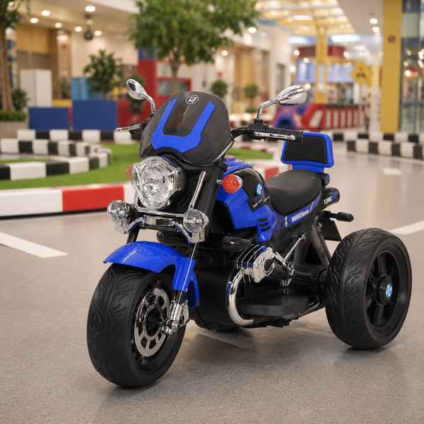 Детский мотоцикл BMW R 1200 C M 6263EL-4, 2 мотора по 25W, EVA, кожа, Bluetooth, синий mp-330729 фото