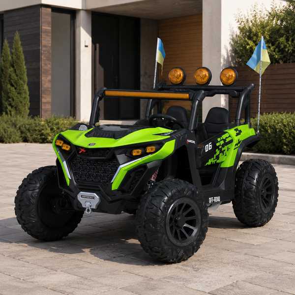 Джип M 6019EBLR-5 2, 4G на радиоуправлении, 2*12V12AH, 4*45W, MP3, USB, TF, BLUETOOTH, EVA, APP, шкіра, музыка, свет, зелений mp-304788 фото