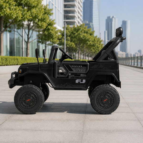 Детский электромобиль Джип Toyota FJ Cruiser 2566AEBLR-2 двухместный, 4 мотора по 35W, EVA, кожа, MP3, USB, Bluetooth, черный mp-317642 фото