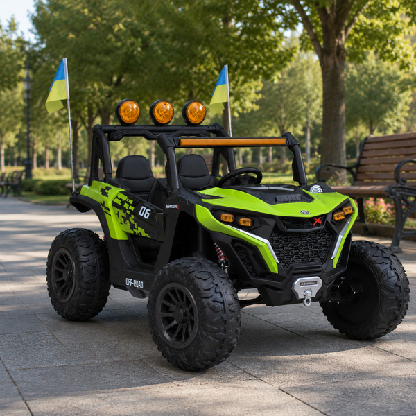 Джип M 6019EBLR-5 2, 4G на радиоуправлении, 2*12V12AH, 4*45W, MP3, USB, TF, BLUETOOTH, EVA, APP, шкіра, музыка, свет, зелений mp-304788 фото