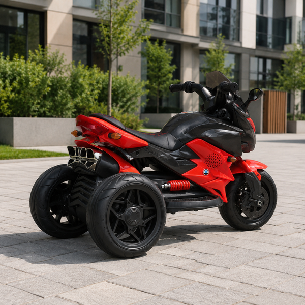 Дитячий мотоцикл BMW K1300S Bambi M 4274ELR-3, на радіокеруванні, червоний, 2 мотори по 35W, EVA, екошкіра, MP3, USB, TF mp-335914 фото