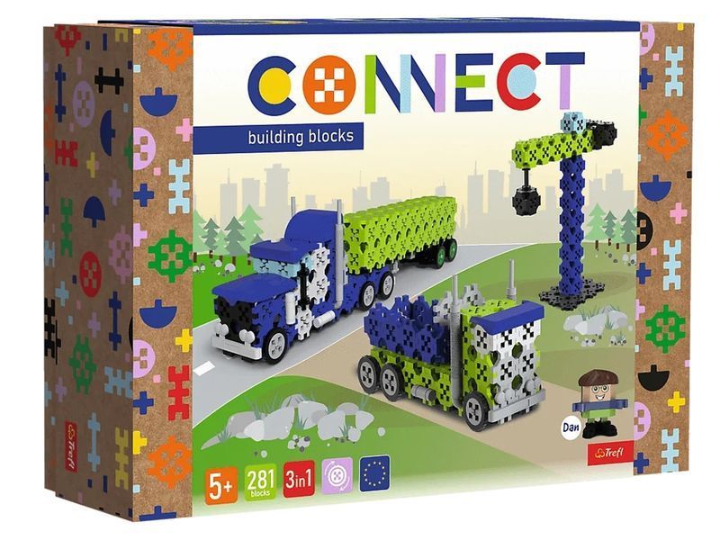 Конструктор 3в1 Trefl Connect Вантажівка та будівельний майданчик, 281 елемент 61977 bab-396110 фото