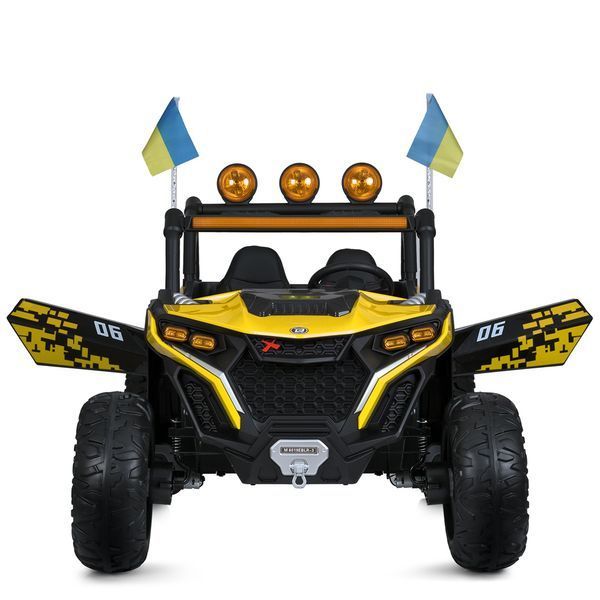 Джип M 6019EBLR-6 2, 4G на радіокеруванні, 2*12V12AH, 4*45W, MP3, USB, TF, BLUETOOTH, EVA, APP, шкіра, музика, світло, жовтий mp-304789 фото