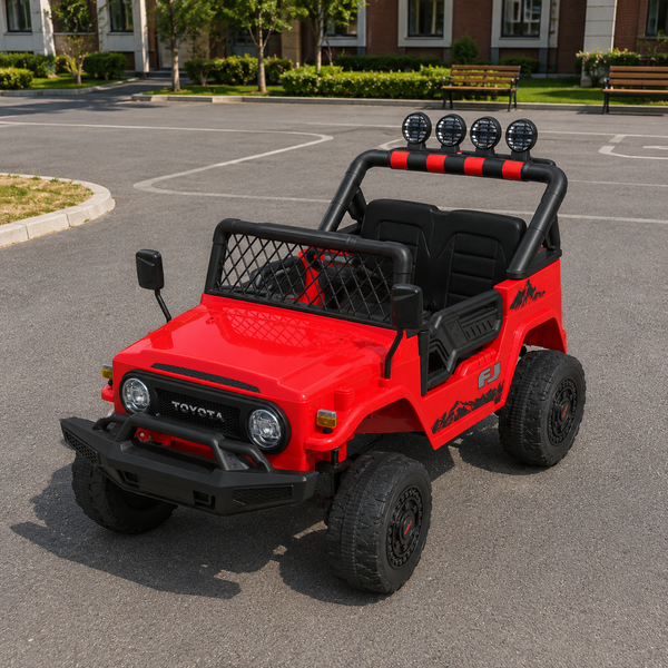 Детский электромобиль Джип Toyota FJ Cruiser 2566AEBLR-3 двухместный, 4 мотора по 35W, EVA, кожа, MP3, USB, Bluetooth, красный mp-317643 фото