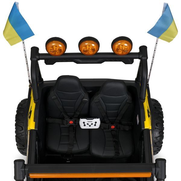 Джип M 6019EBLR-6 2, 4G на радіокеруванні, 2*12V12AH, 4*45W, MP3, USB, TF, BLUETOOTH, EVA, APP, шкіра, музика, світло, жовтий mp-304789 фото
