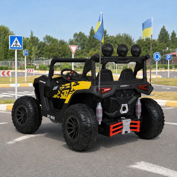 Джип M 6019EBLR-6 2, 4G на радіокеруванні, 2*12V12AH, 4*45W, MP3, USB, TF, BLUETOOTH, EVA, APP, шкіра, музика, світло, жовтий mp-304789 фото