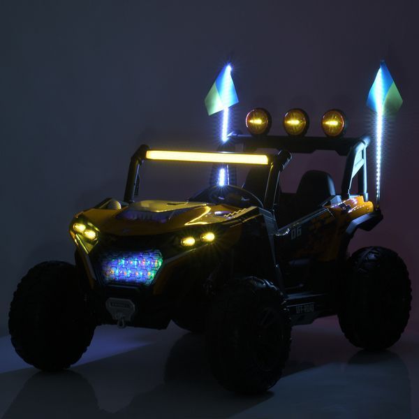 Джип M 6019EBLR-6 2, 4G на радіокеруванні, 2*12V12AH, 4*45W, MP3, USB, TF, BLUETOOTH, EVA, APP, шкіра, музика, світло, жовтий mp-304789 фото