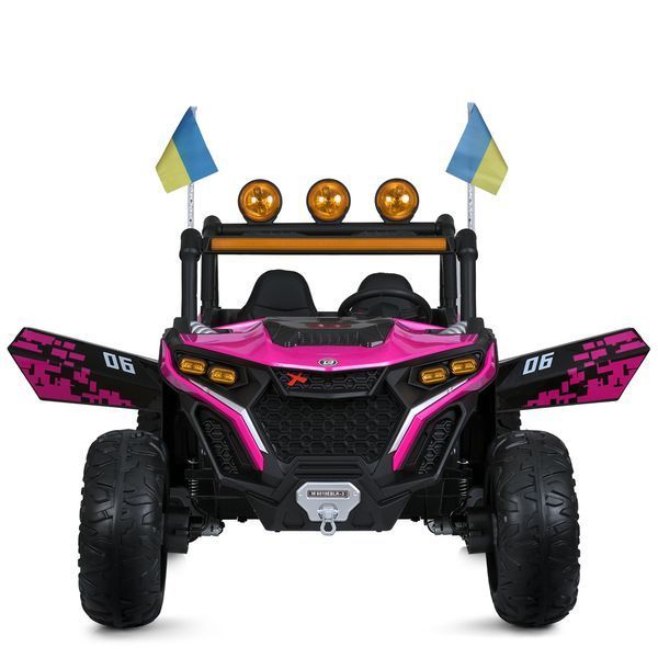 Джип M 6019EBLR-8 2, 4G на радіокеруванні, 2*12V12AH, 4*45W, MP3, USB, TF, BLUETOOTH, EVA, APP, шкіра, музика, світло, рожевий mp-304790 фото
