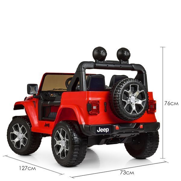 Дитячий електромобіль Джип Jeep Wrangler Rubicon Bambi M 4176 EBLR-3 червоний, 4 мотори по 35W, MP3, Bluetooth, EVA, шкіра mp-221219 фото
