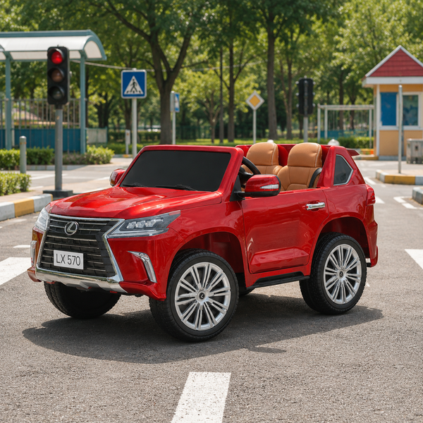 Детский электромобиль Джип Lexus LX 570 M 3906 (MP4) EBLRS-3 двухместный, 4 мотора по 35W, MP4, EVA, кожа, крашеный красный mp-335700 фото