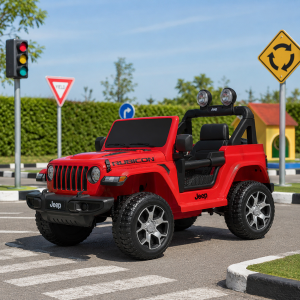 Дитячий електромобіль Джип Jeep Wrangler Rubicon Bambi M 4176 EBLR-3 червоний, 4 мотори по 35W, MP3, Bluetooth, EVA, шкіра mp-221219 фото