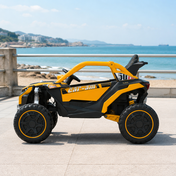 Детский электромобиль Джип Багги Bambi Racer M 6256EBLR-6, 4 мотора по 45W, EVA, кожа, MP3, USB, Bluetooth, желтый mp-329688 фото