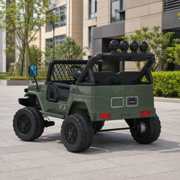 Детский электромобиль Джип Toyota FJ Cruiser 2566AEBLR-5 двухместный, 4 мотора по 35W, EVA, кожа, MP3, USB, Bluetooth, зеленый mp-317644 фото
