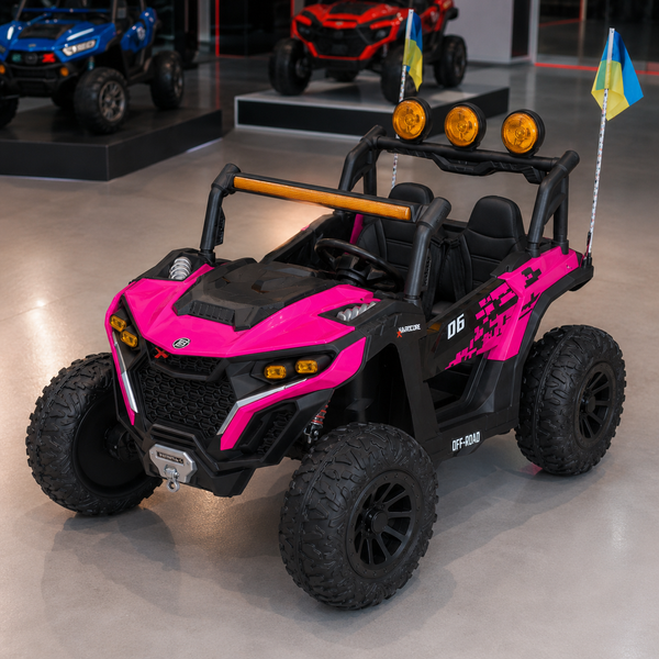 Джип M 6019EBLR-8 2, 4G на радіокеруванні, 2*12V12AH, 4*45W, MP3, USB, TF, BLUETOOTH, EVA, APP, шкіра, музика, світло, рожевий mp-304790 фото