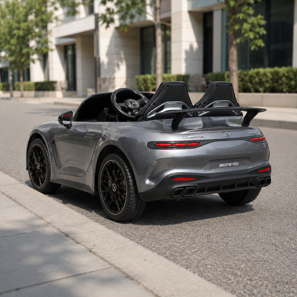 Детский электромобиль Mercedes-AMG GT R Roadster M 6315EBLRS-11 серый двухместный, 2 мотора по 320W, EVA, кожа, Bluetooth, MP3 mp-343643 фото