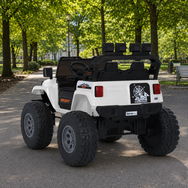 Детский электромобиль Джип Jeep Wrangler M 6204EBLR-1 двухместный белый, 4 мотора по 45W, EVA, кожа, MP3, USB, Bluetooth mp-317863 фото