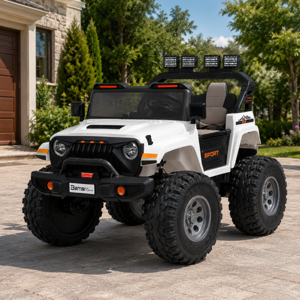 Детский электромобиль Джип Jeep Wrangler M 6204EBLR-1 двухместный белый, 4 мотора по 45W, EVA, кожа, MP3, USB, Bluetooth mp-317863 фото