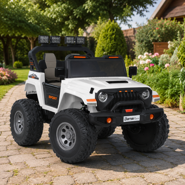 Детский электромобиль Джип Jeep Wrangler M 6204EBLR-1 двухместный белый, 4 мотора по 45W, EVA, кожа, MP3, USB, Bluetooth mp-317863 фото