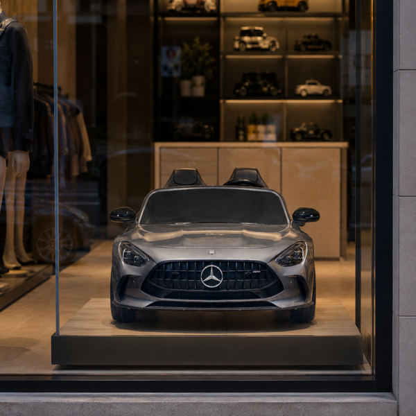 Детский электромобиль Mercedes-AMG GT R Roadster M 6315EBLRS-11 серый двухместный, 2 мотора по 320W, EVA, кожа, Bluetooth, MP3 mp-343643 фото